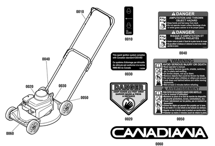 Decals Group (7502966) Diagram and Parts List for 7800902-CD2045FC,450SERIES 2012 Briggs and Stratton Lawn Mower